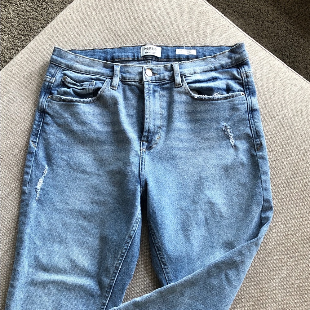 Kensie Vintage Luxe Women’s Light Blue Ripped High Rise Jeans size 12